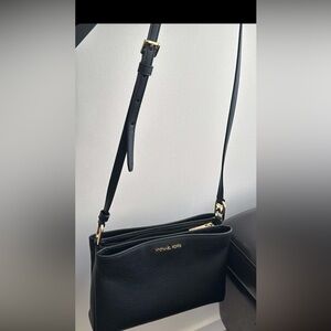 Michael Kors Black Crossbody Bag with Gold Accents